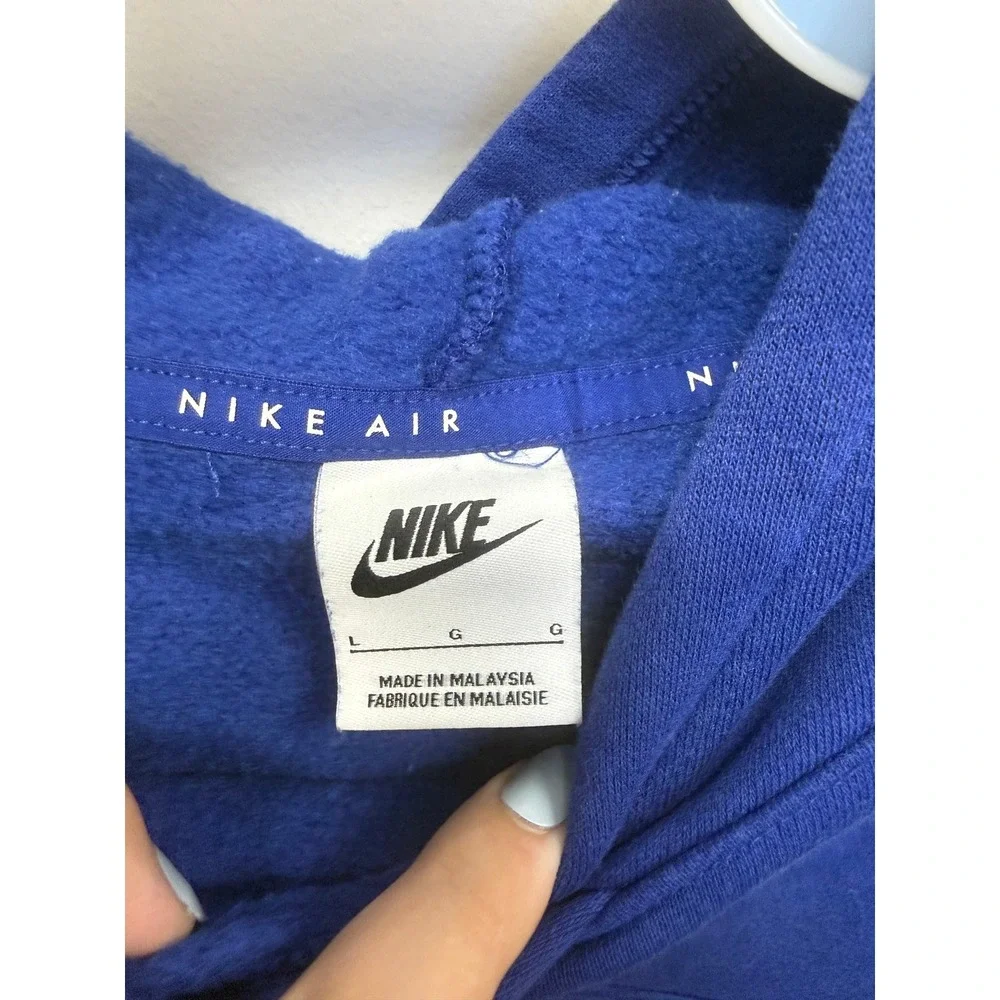 Nike Air Kids Royal Blue Cropped Pullover Hoodie Silver Swoosh Size Large L (8)